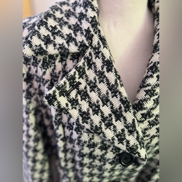 Anne Klein - wool blend elegant houndstooth thick coat - Picture 2 of 13